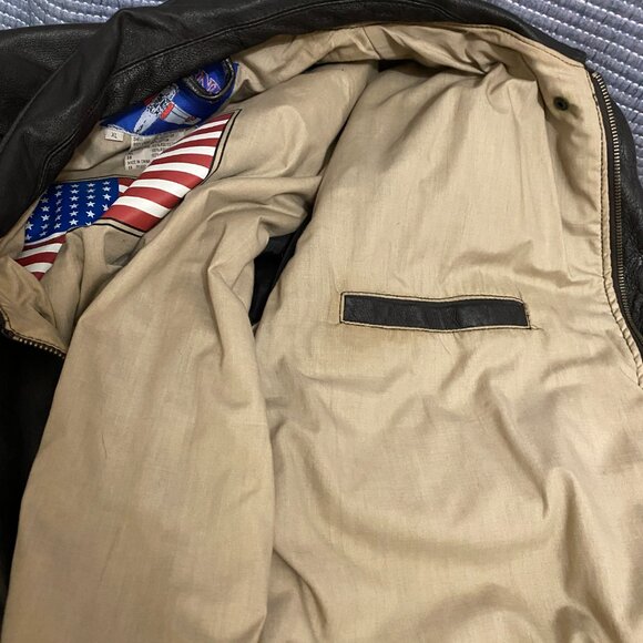 Mens Airborne Leathers A2 Air Force Bomber Jacket Sz XL Dark Brown Vintage 90’s - Picture 12 of 15